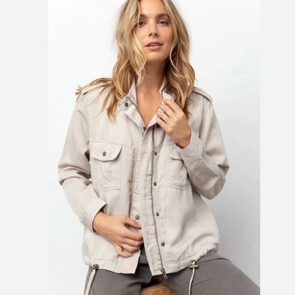 Rails Collins Jacket Linen Full Zip Bone Military Utility Lightweight Large - Picture 1 of 11